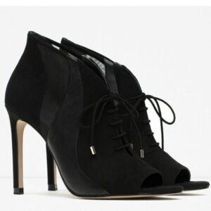 ZARA Lace Up Open Toe Ankle Heels - SIZE 6 EUR 36